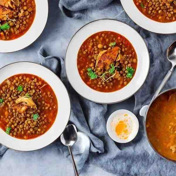 Капустняк с курицей и чечевицей